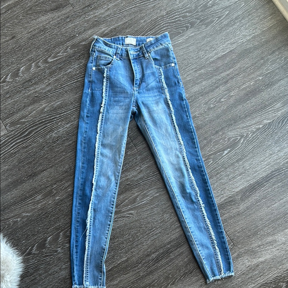 91 Cotton On Jeans Women Mid Grazer Skinny Raw Hem Center Seam Size 00-0